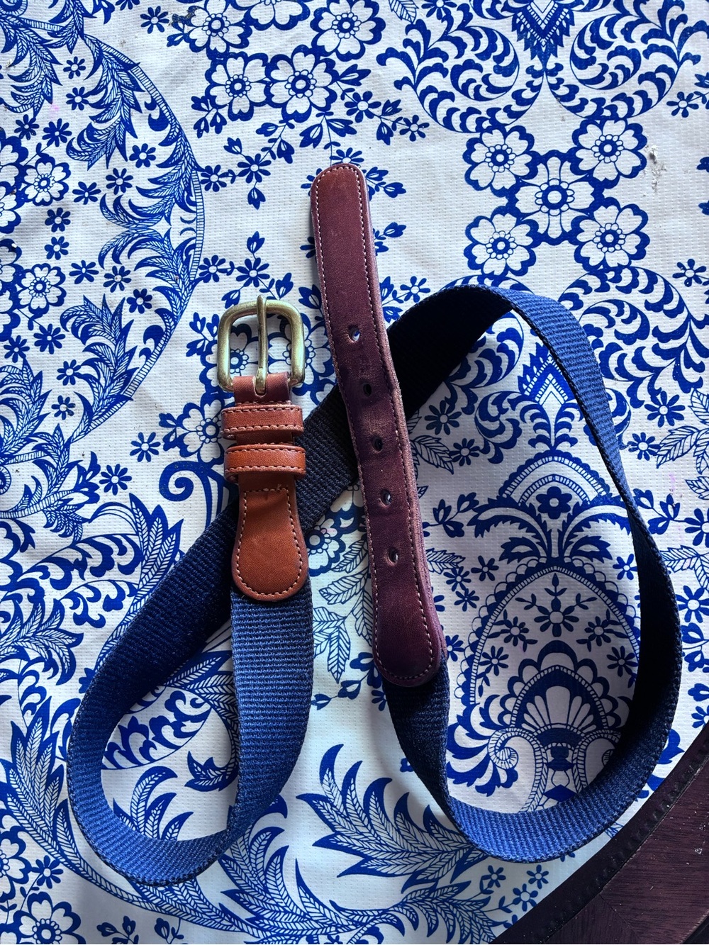 Vintage Coach 3811 Navy Linen Leather Surcingle Belt 34” Unisex